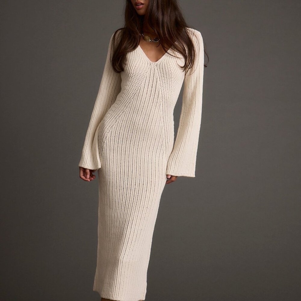 12th Tribe Nolita Cream Midi Sweater Dress Size S